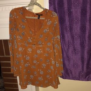 Mini flower vintage disco style dress bell sleeve